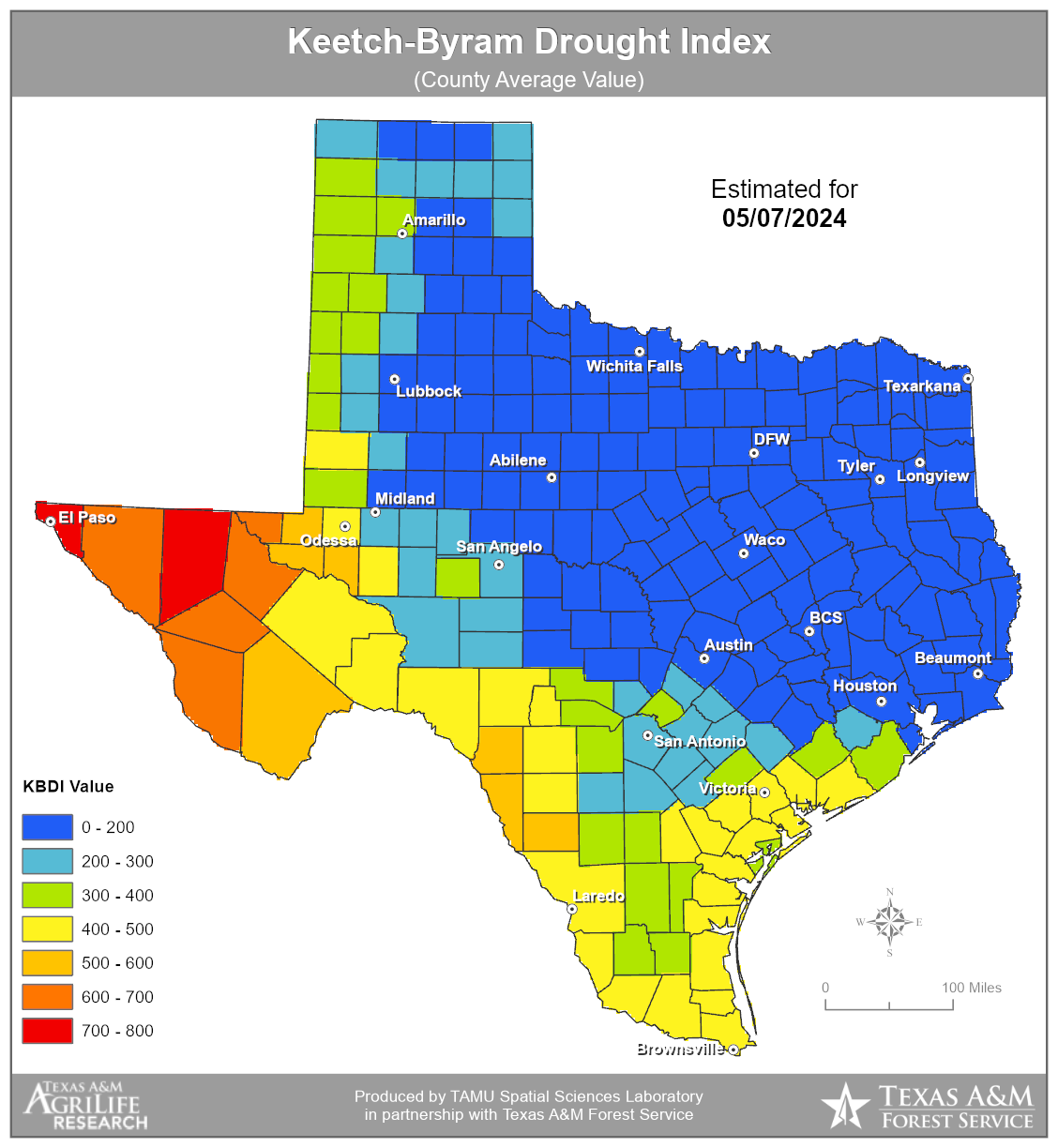 Texas Drought Index Map