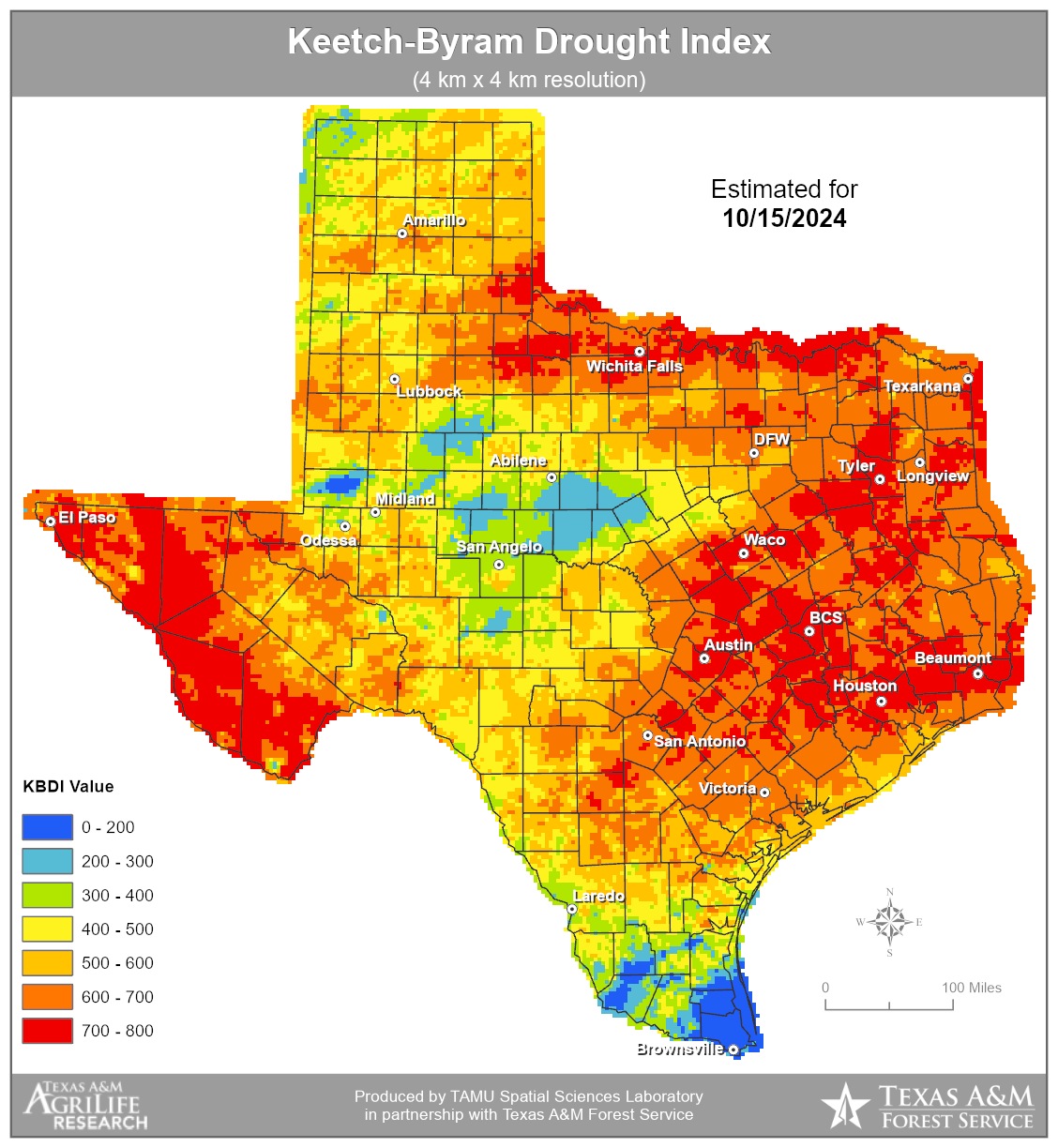 Map of Texas Drought Conditions